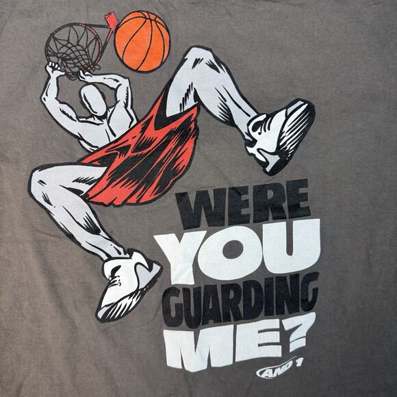 Vintage AND1 "Were You Guarding Me?" basketball t-shirt Gray Size 2-XLarge - Picture 2 of 7